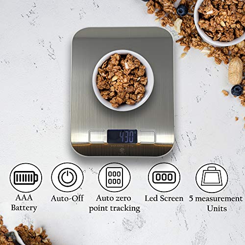 Kitchen Scales MSC Digital Electronic Coffee Weighing Scale for Cooking Baking High-Precision Food, Jewelry Weight Scales, LCD Display, Multifunctional, Tare Feature, Stainless Steel 5kg-AAA - Image 2