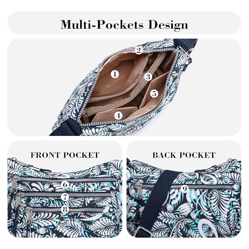 Image of AOCINA Nylon Crossbody Bags for Women Multi Pocket Cross Body Purses