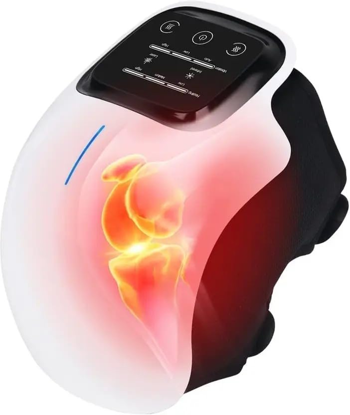 GOPINATH ECOM Smart Knee Massager | Rechargeable Vibration Heat Therapy Device | Arthritis & Joint Pain Relief Physiotherapy Machine | 3 Heating Levels | LED Touch Display | Lightweight Portable For Men Women