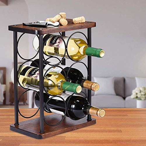 Soporte para botellas de vino de mesa 3 niveles 6 botellas miniatura 4