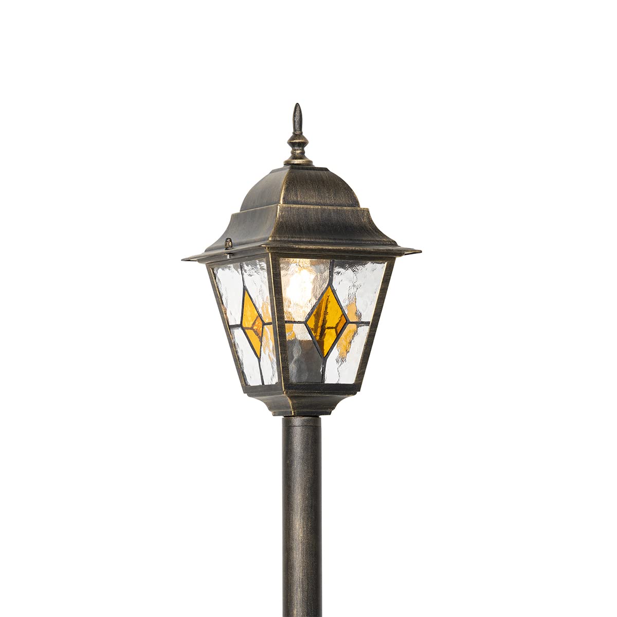 Qazqa antigua - Palo da giardino Classico - 1 luce - Ø 18.4 cm - Oro - Design I Rustico - Illuminazione esterna