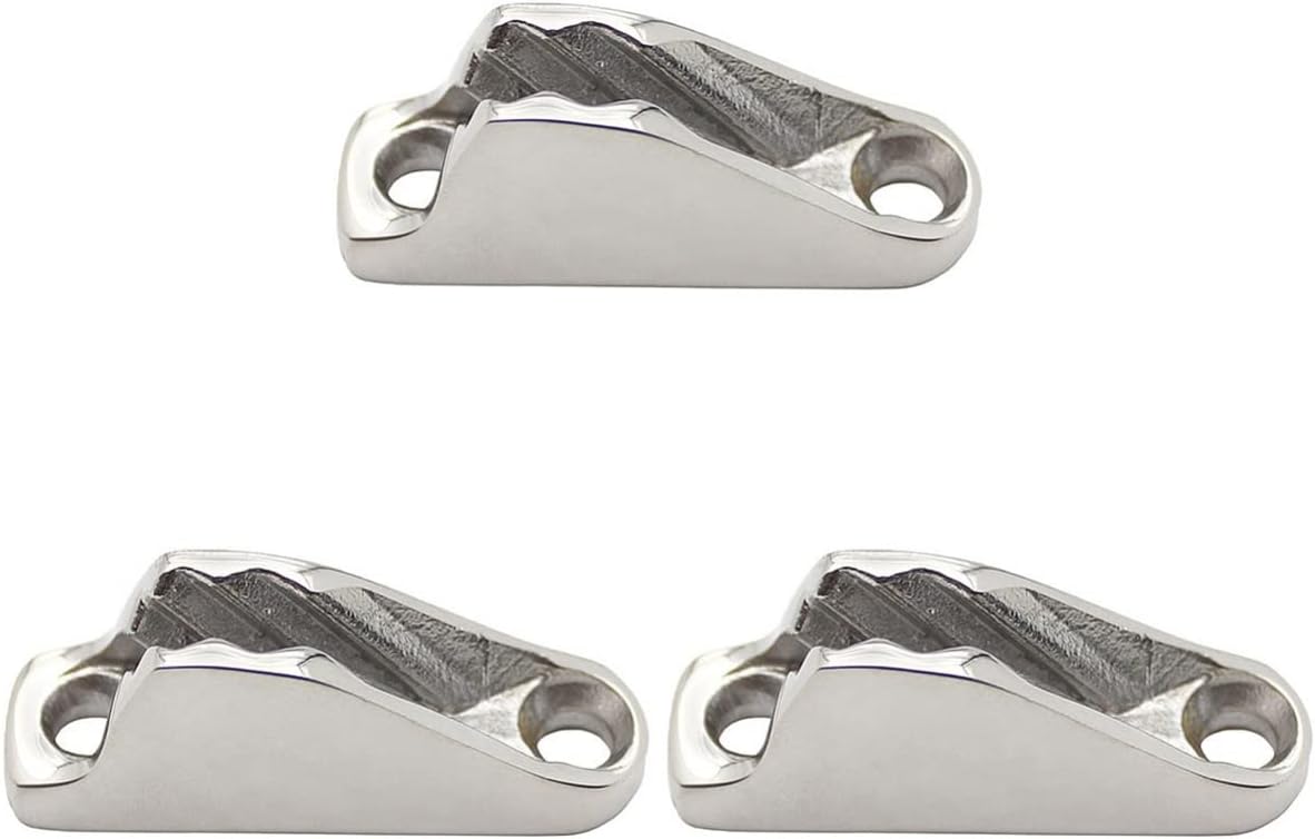 TEHAUX 2pcs Steel Practical Stainless Clipper Buffer Cleat Jam Silver Sailboat Hardware Limiter Clam Boat Rope