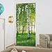 murimage Papel Pintado Puerta Bosque 3D 86 x 200 cm Incluye Pegamento Madera Plantas Abedules Árboles Sol Habitación Fotomurales Pared