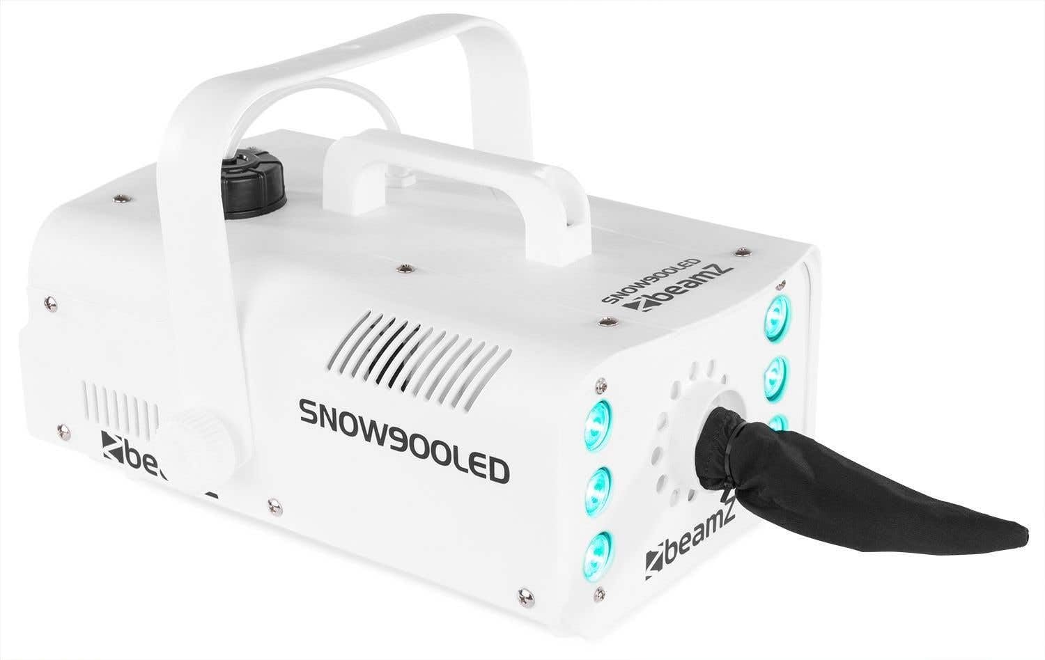 beamZ Snow 900 LED Schneemaschine Schneekanone Effektmaschine (900 Watt, farbig, RGW LEDs, 1 Liter Tank, Fernbedienung, Tragebügel) weiß