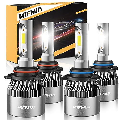 MIFMIA 𝟫𝟢𝟢𝟧 𝟫𝟢𝟢𝟨 Bulbs Combo High and Low Beam 6500K White 800% Brightness 40000LM, Non-Polarity Plug and Play with Fan, IP68 Waterproof Off-Road Lights, Pack of 4