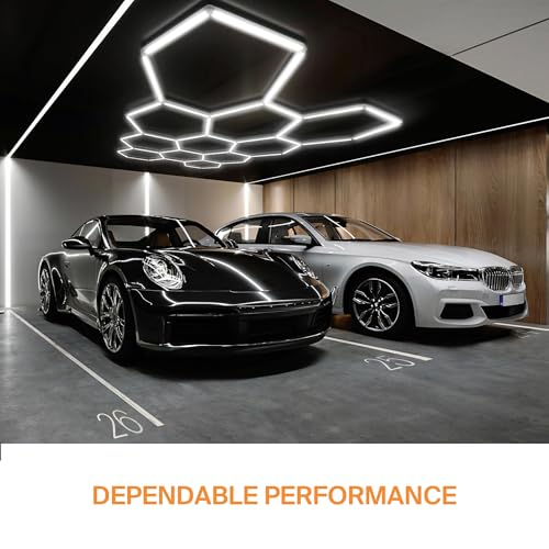 Trivoli 11-Grid Hexagon LED Garage Lights — 33120LM 6500K Super Bright Daylight — 370W DIY Modular Honeycomb Lighting System — Ceiling & Wall Fixture for Car Detailing, Gym, Workshop, Barber Shop by Trivoli - Used condition - Image 5