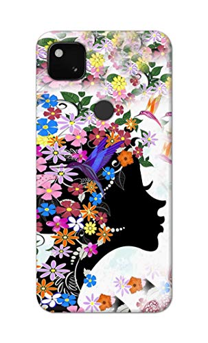 Image of Printed Hard Back Cover Case for Google Pixel 4A 4G Back Cover (Floral Hairstyle Girl) -1803