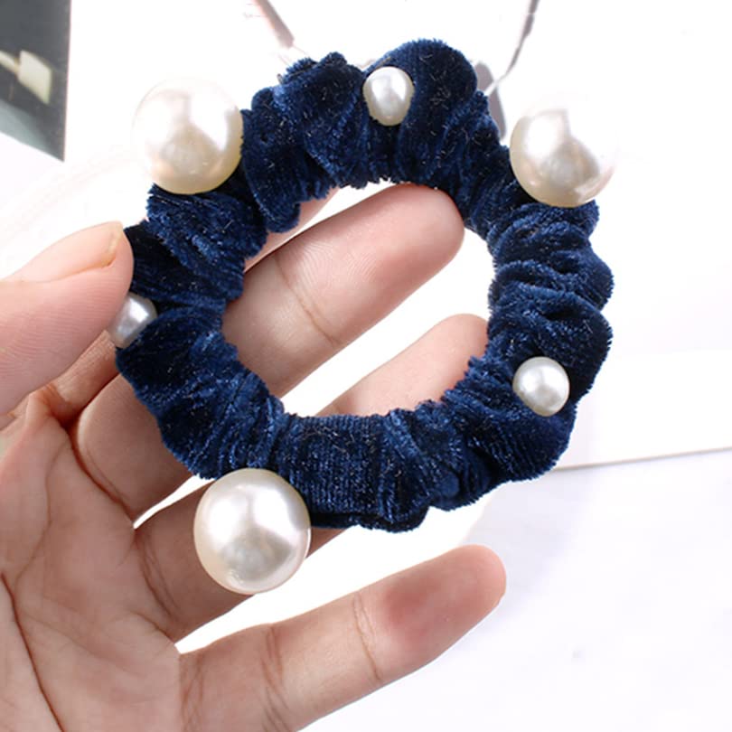Lot De 10 élastiques à Cheveux Chouchous En Velours Avec Perles - Couleurs Aléatoires - Neuf Avec étiquettes
