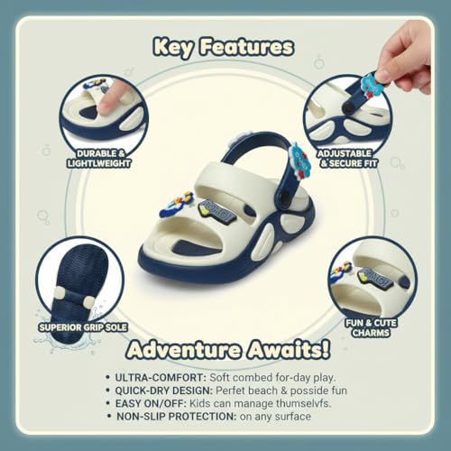 Image of GLJ Kids Comfort Clogs Sandals for Boy and Girl, 1 to 14 Years, Two-Strap Design, Easy to Wear Slip On, Dust and Waterproof, 1100