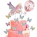 12 sztuk motyli dekoracja tortu urodzinowego zestaw z motylem 'Happy Birthday' akrylowe ozdoby na tort, konfetti balon ciasto dekoracja dla dziewcząt urodziny ślub przyjęcie baby shower dekoracja różowy