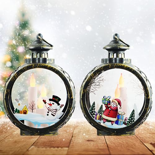 2 Stück Weihnachtsdeko Laterne Häuser mit Led Licht,...