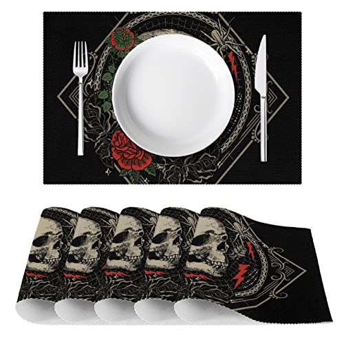 Set de table Lucky Skull fleur antidérapant résistant chaleur table 30x45 - 3