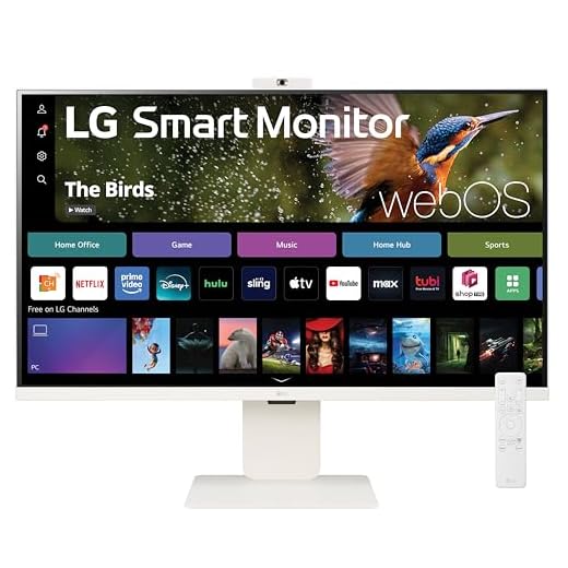 LG 32SR85U-W MyView Smart Monitor 32-inch 4K UHD (3840x2160), IPS Display, webOS 23, USB Type-C 90W PD, Built-in FHD Webcam & Speaker, HDR 10, AirPlay 2, Screen Share, Bluetooth, White