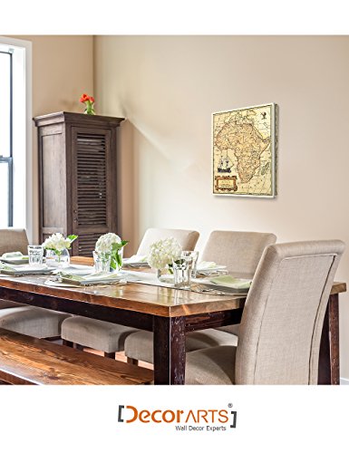 Image of DECORARTS - Vintage Africa Map Canvas Wall Art, Antique Historical African Map for Wall Decor, Hand-Stretched Giclee Print, Office Study Library Decor, Handcrafted in USA, 16x20''