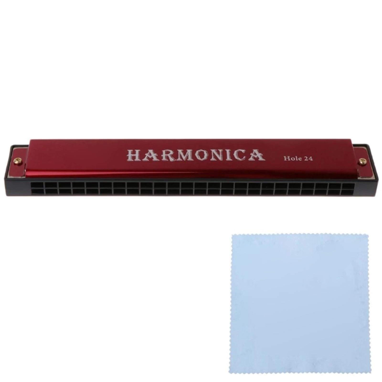24 Loch Profi Mundharmonika C Tonart Metallkorpus Mit Etui Geeignet Für Anfänger(Red)