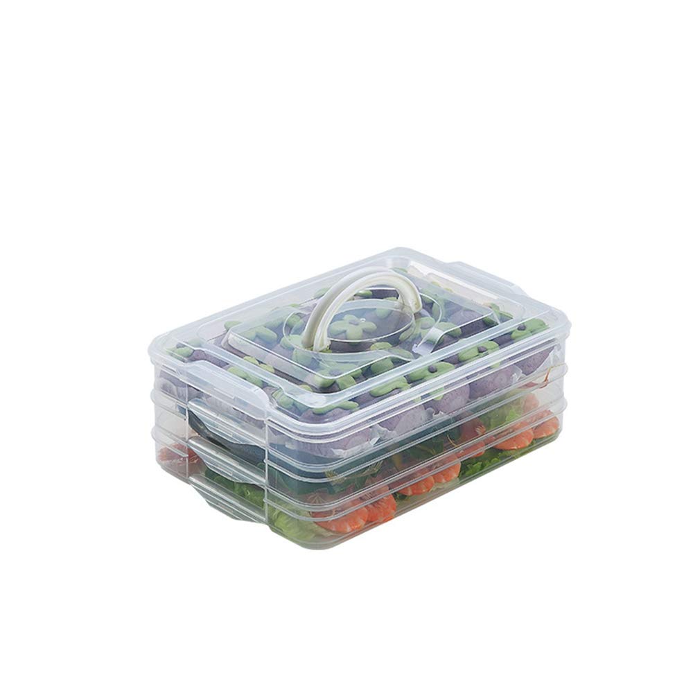 Refrigerator Organizer Bins, Plastic Food Storage Containers with Lids, 3-Layer, BPA free, Stackable Food Organizer Keeper for Snack, Vegetables, Meat, Fish (Transparent)