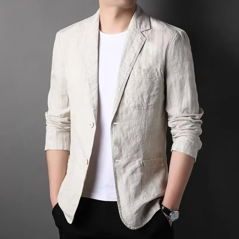 Men's Lightweight Breathable Linen Suit Jacket Spring Summer Blazer for Men-Color33