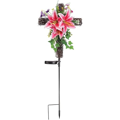 Solar Lily Cross: An Enduring Symbol of Faith for Cemetery Adornment