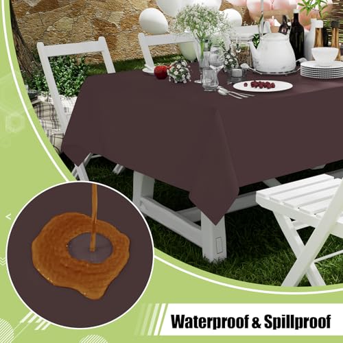 Image of Smiry Disposable Table Cloth 3 Pack, 84 Inch Round Waterproof Plastic Tablecloth, Decorative Round Table Covers for Party, Birthday, Picnic, Coffee