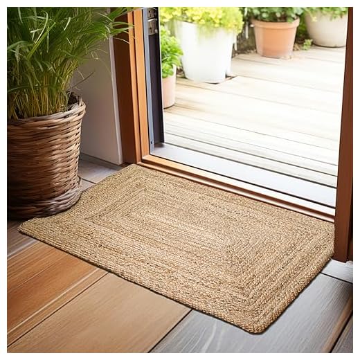 Hausattire Hand Woven Jute Braided Rug, 2'x3' - Natural, Reversible Farmhouse Accent Rugs for Living Room, Kitchen, Bedroom - 24x36 Inches