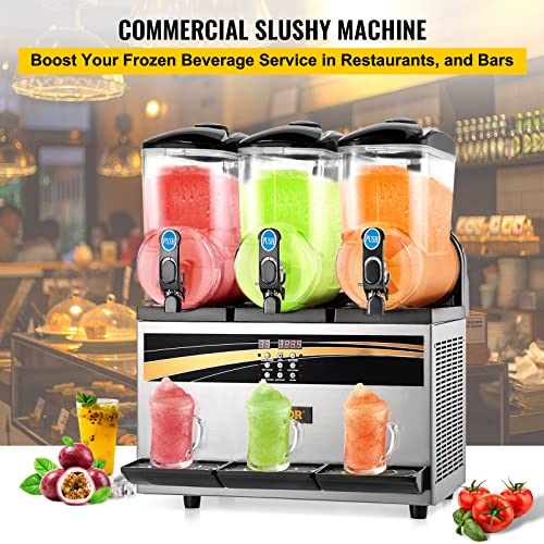 VEVOR Kommerzielle Slusheis Maschine, 3 x 15 L Slusheis Maschine 800 W 220 V Slusheis Eismaschine, Slushgerät 63 x 45 x 80 cm Slushy Maker Maschine, 2 Modi Intelligentes LED-Bedienfeld Slushy Maker – Bild 3