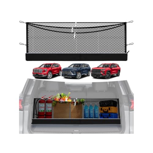 Image of 3-Layer Cargo Net for Chevy Traverse /GMC Acadia /Buick Enclave / 2024-2026 | Zoned Storage Trunk Net with Integrated Zippered Storage Bag, Heavy-Duty Cargo Organizer Netting for Camping, Travel