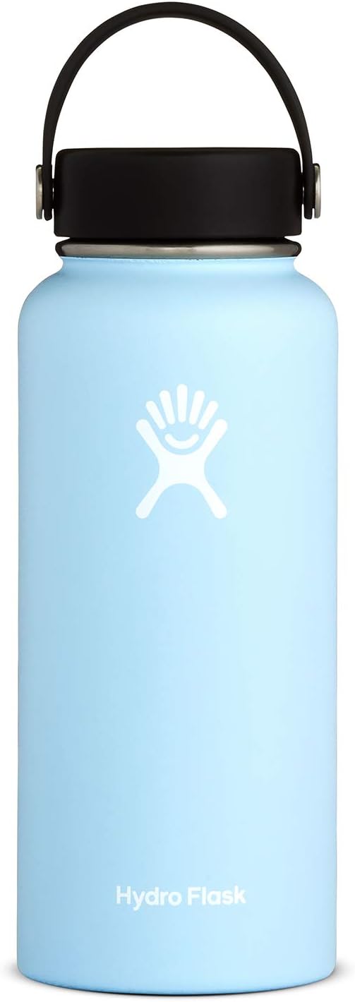 Hydro Flask Water Bottle - Stainless Steel & Vacuum Insulated - Wide Mouth with Leak Proof Flex Cap - 32 oz, Frost
