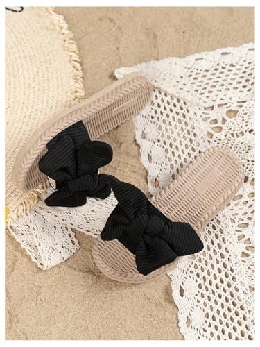 Image of GORGLITTER Girl's Sandals Summer Cute Fashion Trendy Beach Vacation Slides Sandals Bow Braided Slip on Dress Sandals
