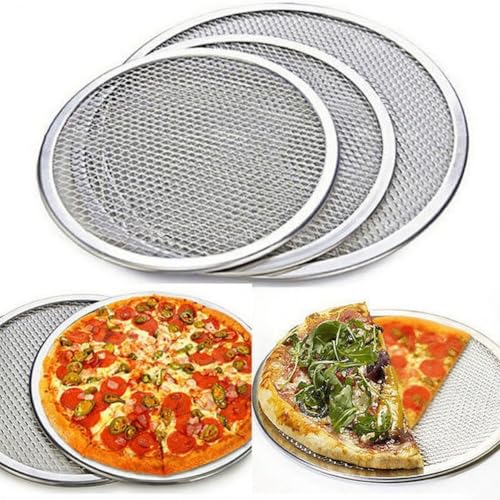 EaseSunny Pantalla de malla de aluminio para pizza, bandeja perforada para corteza crujiente, alternativa profesional a la piedra de pizza para horno, pasta y pan