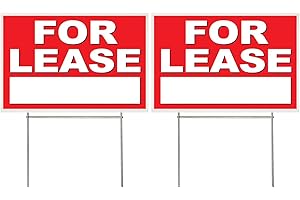 2 PACK 18x12 Lawn Sign for Lease Real Estate with Stake rb1s-2