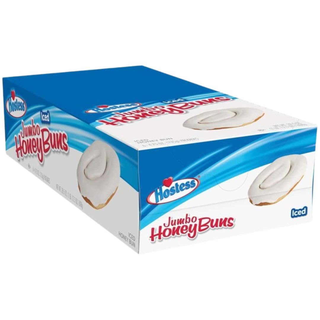 The Snack Store Bundle Hostess Jumbo Honey Bun Iced, 4 Ounce, 2 Boxes of 6 Count, 12 Total Honey Buns!