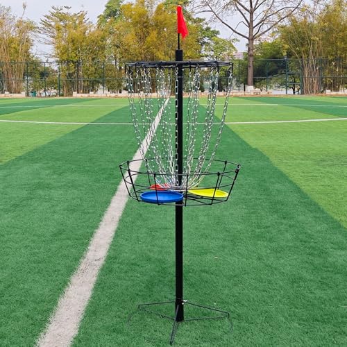 Image of Disc Golf Basket - Portable Disc Golf Target with Heavy Duty 24-Chains Come with 6pcs Disc Golf Discs and Carry Bag, Ground Stake -Suitable for Players of All Levels - Multi Color Available