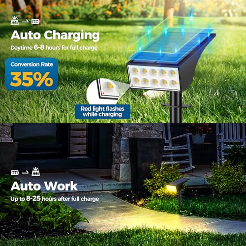 WENATY Solar Spot Lights Outdoor Waterproof IP65, Bright LEDs Solar Landscape Lighting for Outside Garden Yard, Solar Powered Spotlights for Accent Uplighting Backyard Statue Palm Tree, 2 Pack/Warm - image 5