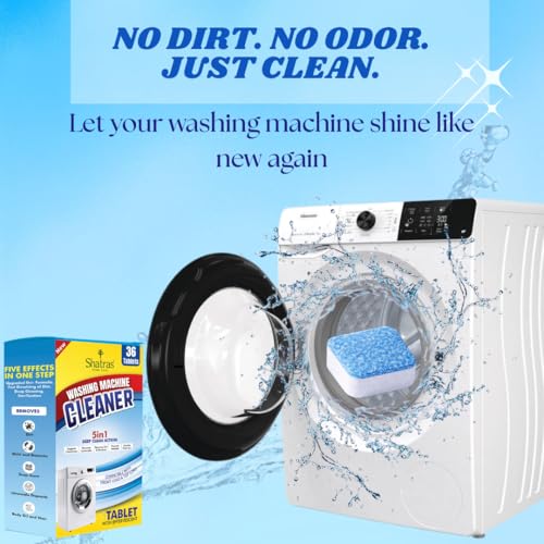 Image of Shatras Washing Machine Cleaner Tablets - Deep Drum Cleaning Descaler | Removes Odor, Lime scale & Residue | Front & Top Load Compatible | Pack of 36