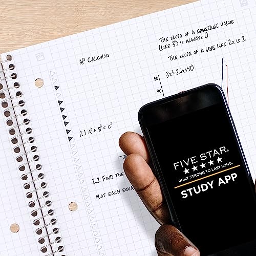 Five Star Spiral Notebook + Study App, 1 Subject, Graph Ruled Paper, Fights Ink Bleed, Water Resistant Cover, 8-1/2" x 11", 100 Sheets, Black (73679) 2 51+7ZblwbSL