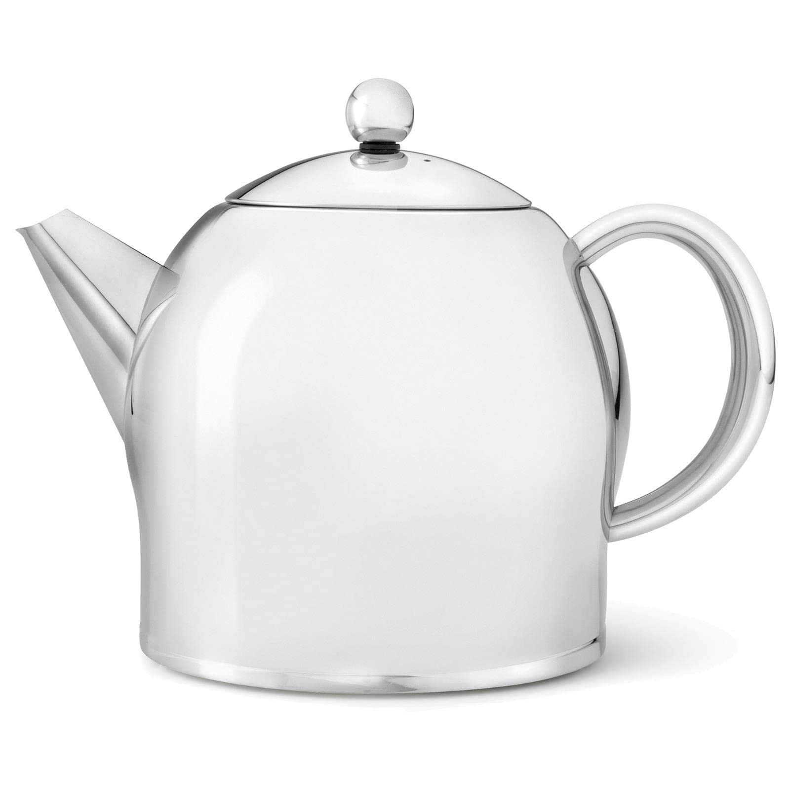 Bredemeijer Teekanne Set 1.4 Liter - Edelstahl glänzend doppelwandig - Großer Teebereiter mit Tee-Filter-Sieb-Aufsatz für losen Tee