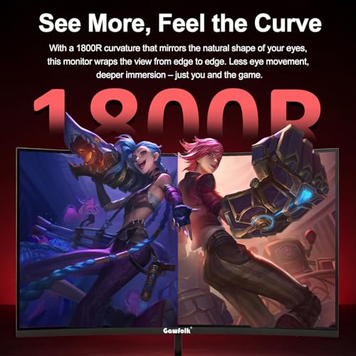 Image of Gawfolk 32 inch Curved Gaming Monitor 240Hz, 1800R Full HD 1080P Computer Monitor VA Panel, PC Screen with Freesync and Eye Care Technology, Wall Mountable