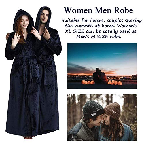 Image of Hellomamma Long Hooded Robe for Women Luxurious Flannel Fleece Full Length Bathrobe Winter Warm Pajamas Shower Nightgown