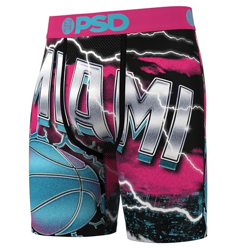 PSD Mens Travel Miami Florida Boxer Briefs - 7 Inch Inseam Breathable and Supportive Men's Underwear with Moisture-Wicking