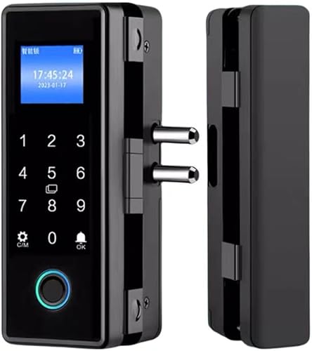 Cerradura inteligente para puerta de cristal, bloqueo automático, 5 formas de desbloqueo, con pantalla, huella dactilar y control remoto con función