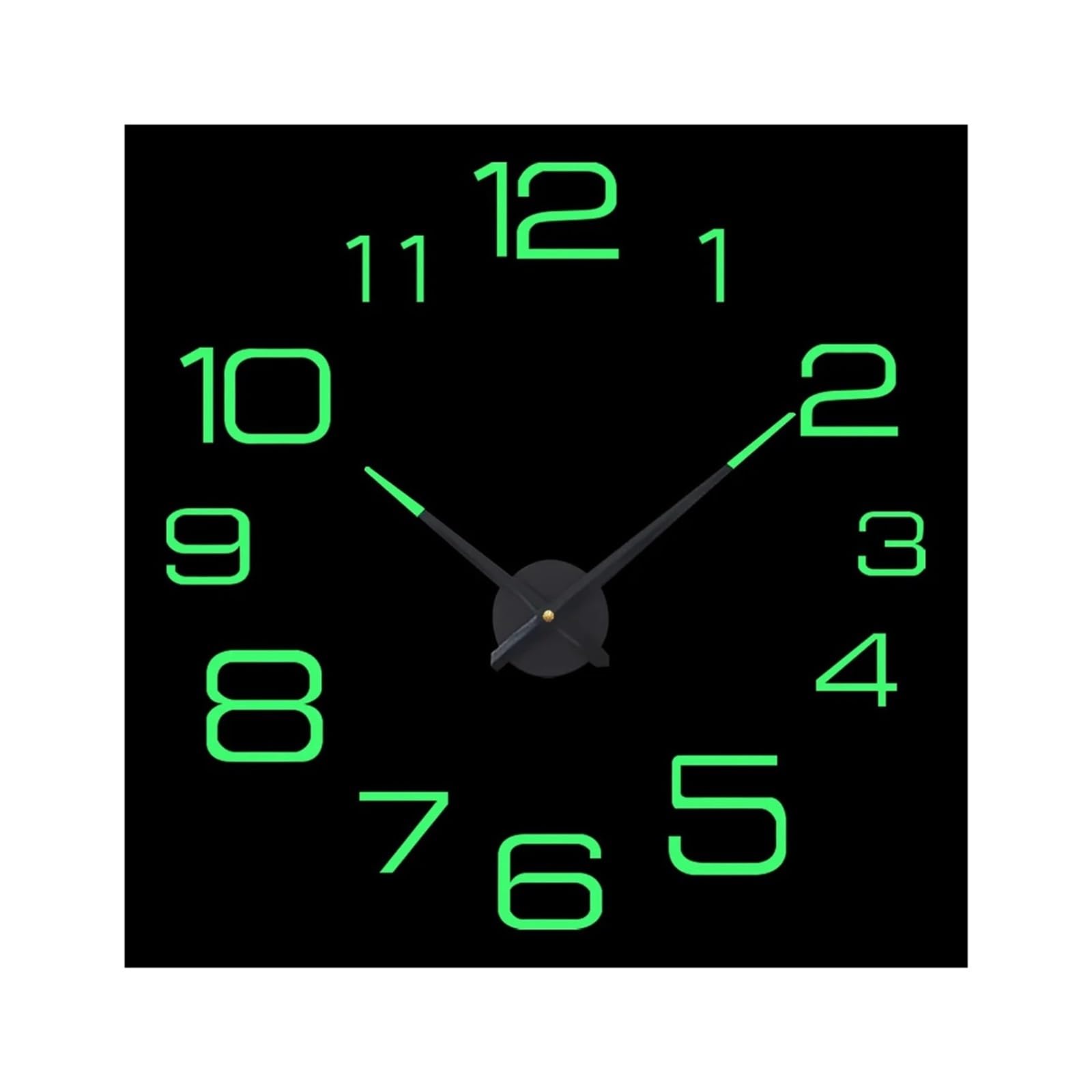 Horloge Murale Lumineuse LED Horloge Murale Lumineuse 3D, Grand Format, Miroir Autocollant, Numérique, Silencieuse, en Acrylique, Décoration De Salon(ZYDC609-YEGU,47inch)