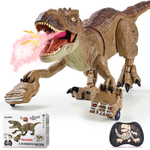 HAYXUN Remote Control Tyrannosaurus Rex Dinosaur Toys for Kids 3-5, 5-7, 8-12, RC T Rex Dino Robot Toy with Spray, Roar & Light, Birthday for 3 4 5 6...
