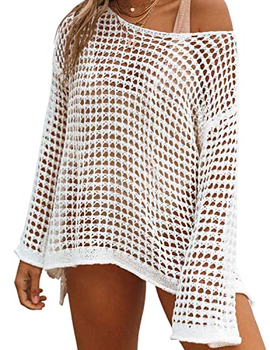 JENJON Damen Gestrickte Strandkleid Bikini Cover Up Sommer Mini Cutout...