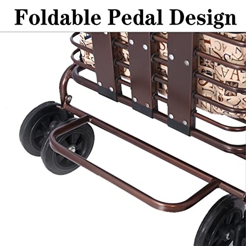 O·Lankeji Einkaufstrolley Mit Sitz Klappbarer Einkaufstrolley Auf Rädern Robuster Seniorentrolley Mobile Walker Einkaufsgeschenk Für Eltern (Color : Wine Red) – Bild 5