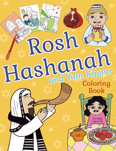 Rosh Hashanah and Yom Kippur Coloring Book: For Kids Ages 3-8. Jewish New Year Holiday Themed Designs For Young Children.