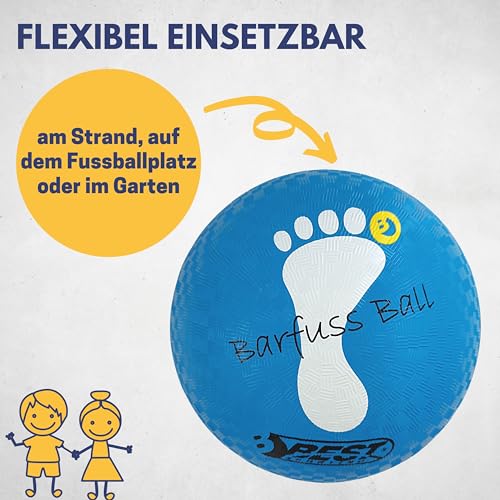 Best Sporting 10157 - Barfußball in Blau, Leichter Barfuß-Fußball, Größe 5, hochwertiger Softball, elastischer Ball aus Soft-Gummi, Bälle für Kinder