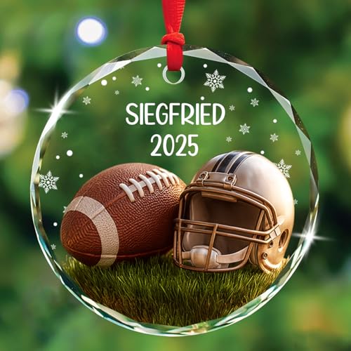 NAZENTI Personalized American Football 3D Glass Christmas Ornament, Custom Football Hat Ornament, Xmas Tree Decoration, Sports Keepsake Gift for Boys, Players, Coaches, Fans, Xmas Gifts 2025 - Image 7