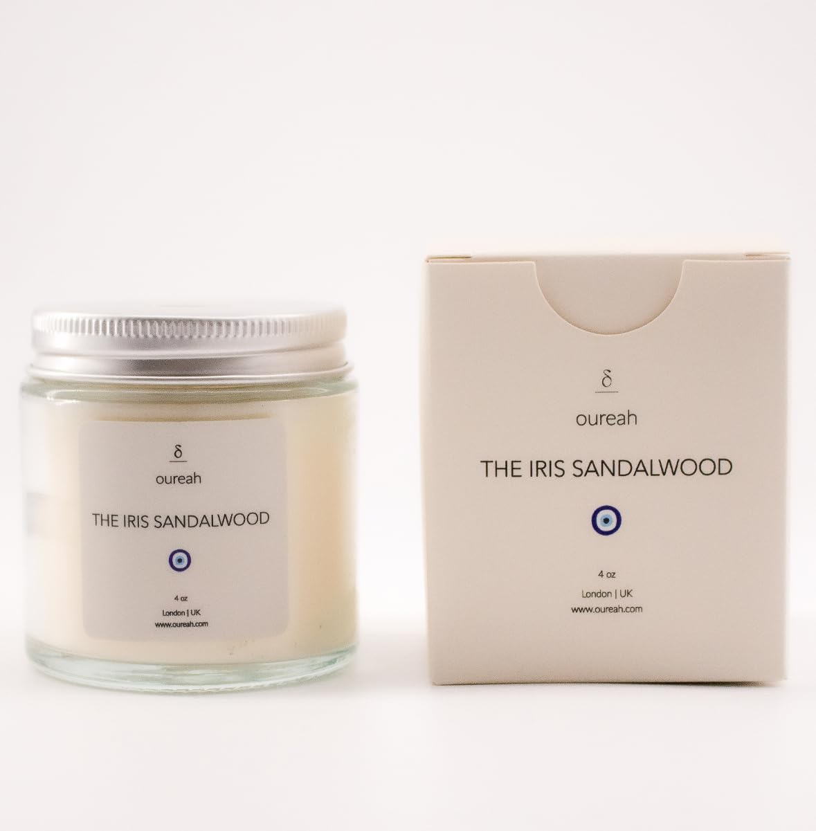 Oureah Clear Glass Jar | The Iris Sandalwood Scented Soy Wax Candle – 4 Oz | Home Decor & Aromatherapy