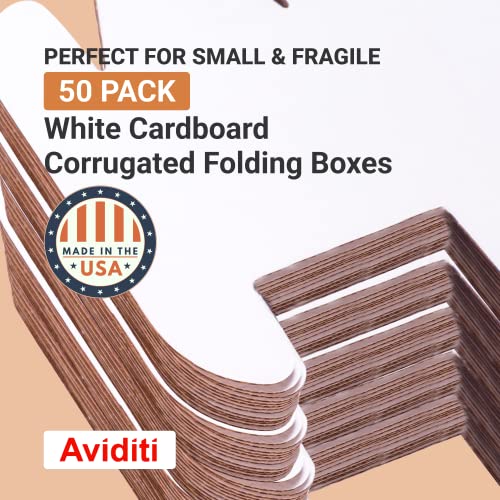 Aviditi Small Shipping Boxes 7"L X 4"W X 3"H, 50-Pack | Cardboard Box Crush-Proof Carton For Mailing, Storing, Package, Gifts, Crafts, Business Or Home, White 7X4X3 743 #TOP2