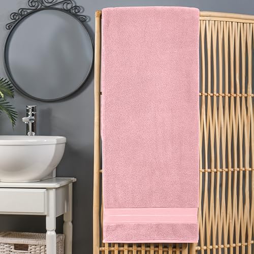 Image of Elegant Comfort Three Line Popcorn Extra Large Luxury Bath Towel - 40 inch x 80 inch inch, Premium Hotel Spa Quality 1 Piece Oversized Bath Sheet 100% Turkish Cotton Super Soft Highly Absorbent, Dusty Pink